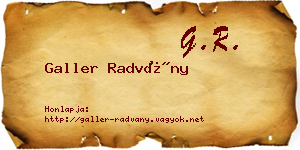 Galler Radvány névjegykártya